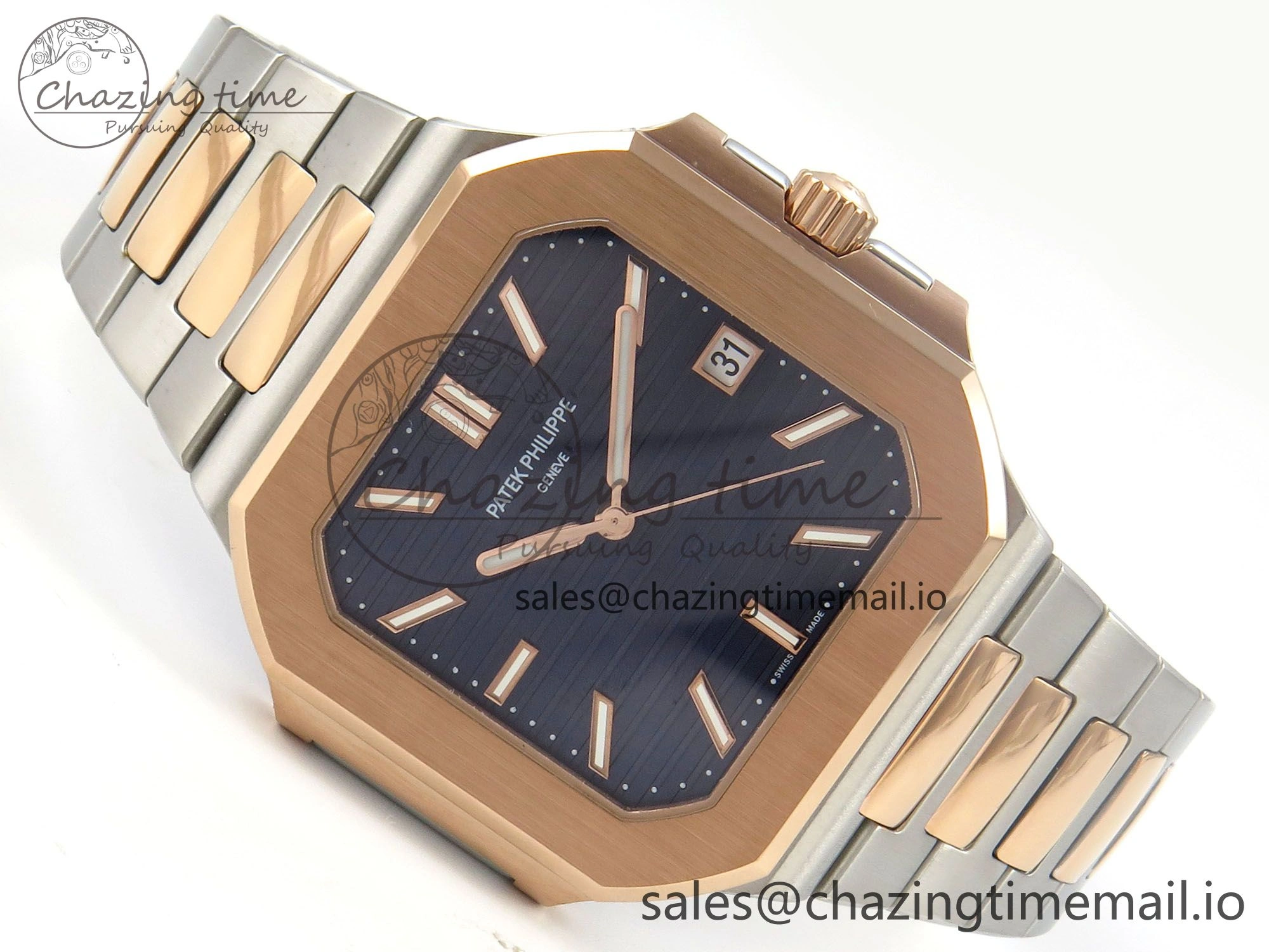 2025 Cubitus GRF 1:1 Best Edition Blue Dial on SS RG Bracelet MY9015 Mod to A330 Super Clone movement