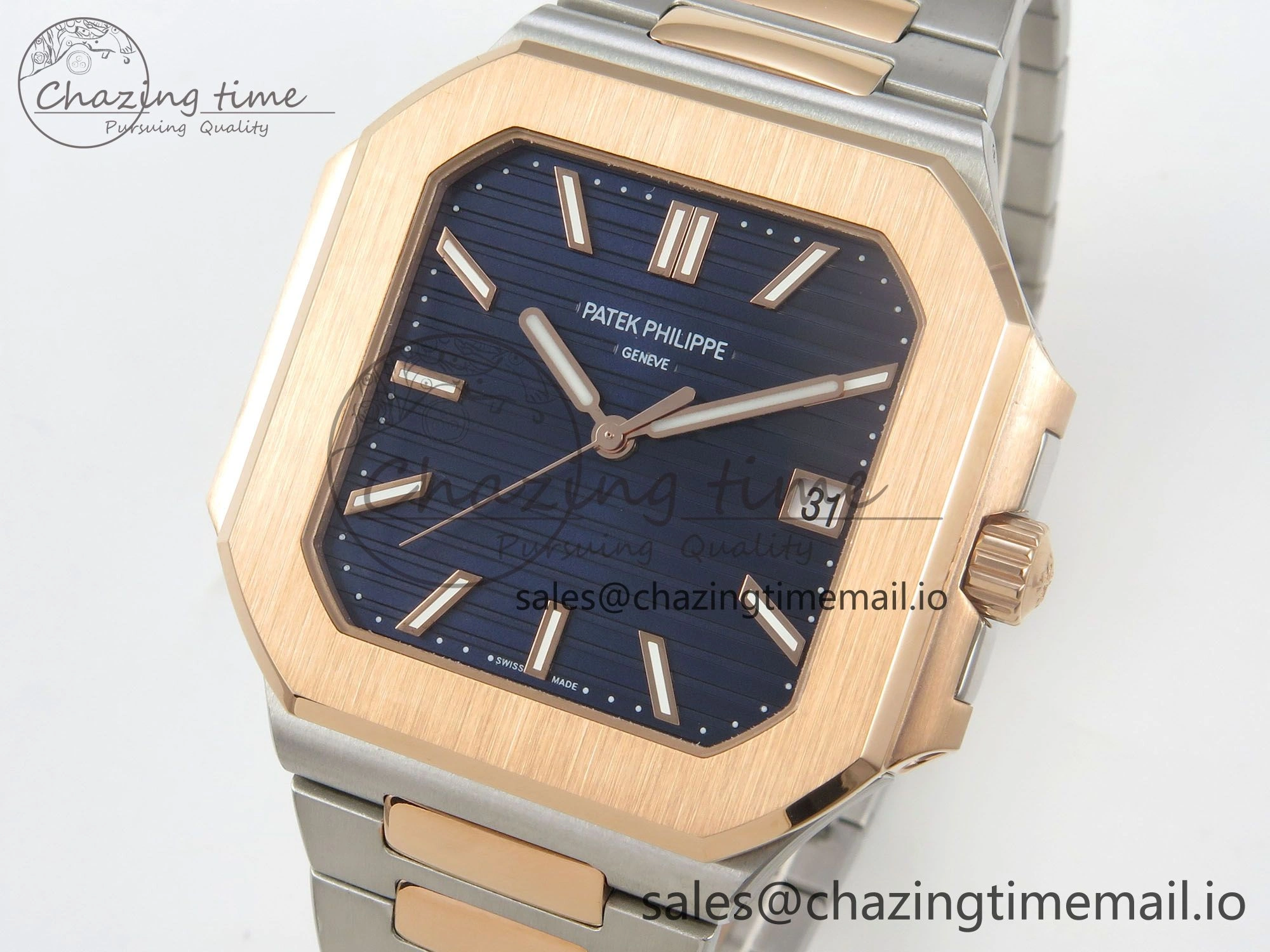 2025 Cubitus GRF 1:1 Best Edition Blue Dial on SS RG Bracelet MY9015 Mod to A330 Super Clone movement