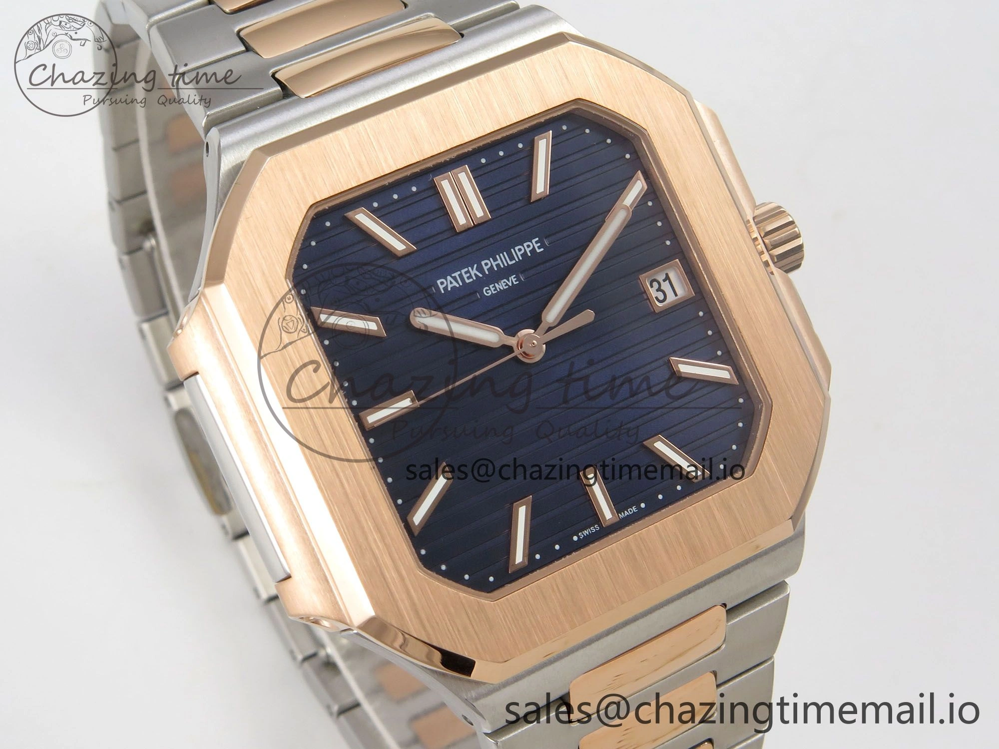 2025 Cubitus GRF 1:1 Best Edition Blue Dial on SS RG Bracelet MY9015 Mod to A330 Super Clone movement