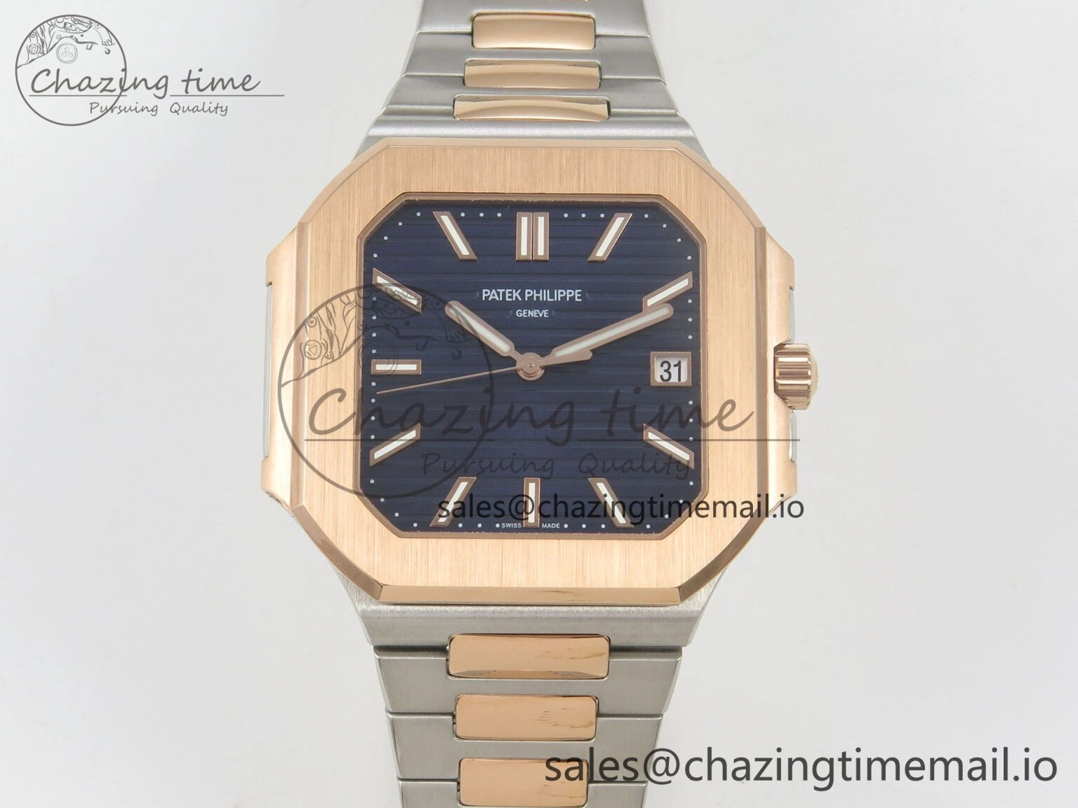 2025 Cubitus GRF 1:1 Best Edition Blue Dial on SS RG Bracelet MY9015 Mod to A330 Super Clone movement
