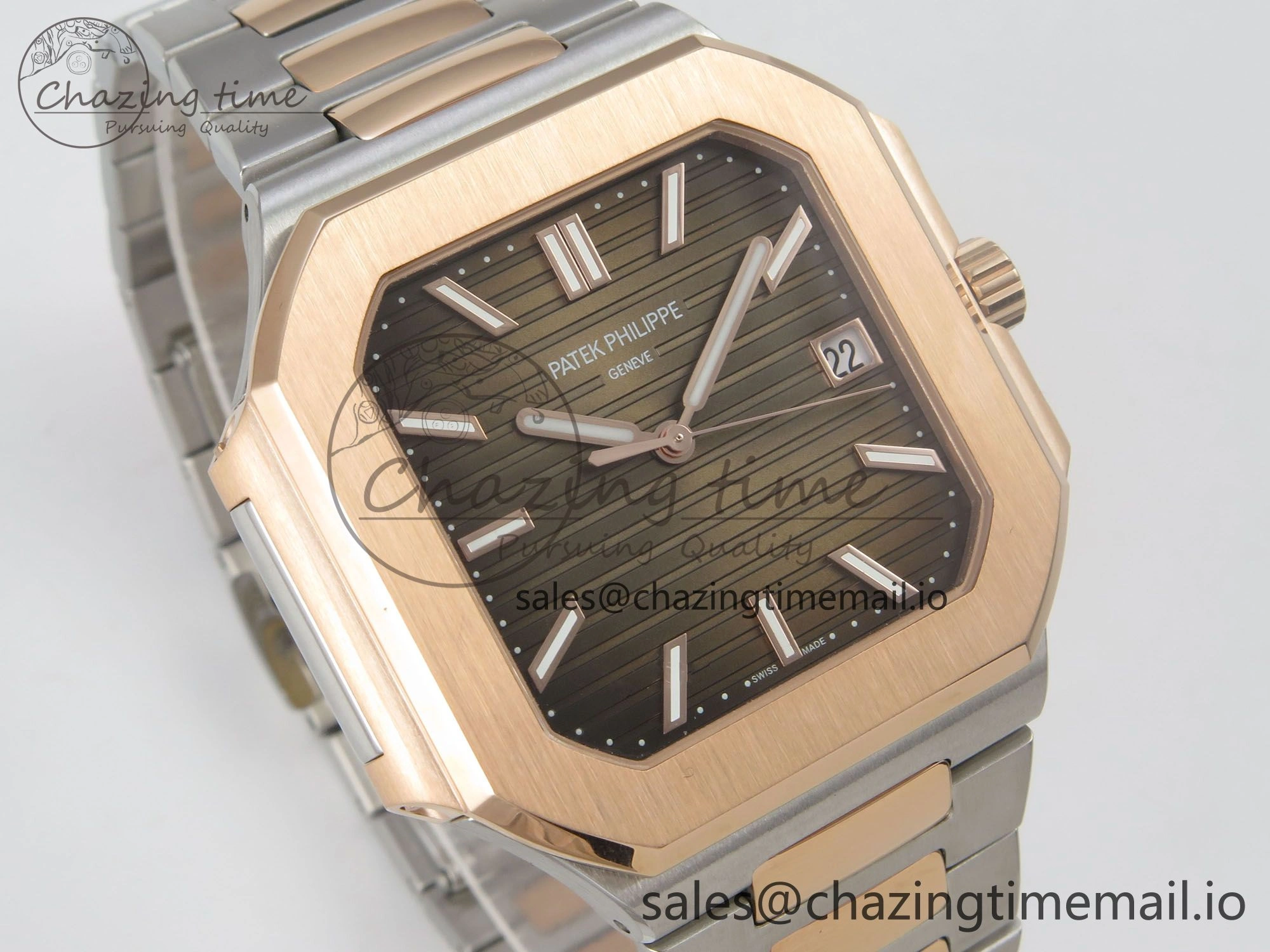 2025 Cubitus GRF 1:1 Best Edition Brown Dial on SS RG Bracelet MY9015 Mod to A330 Super Clone movement