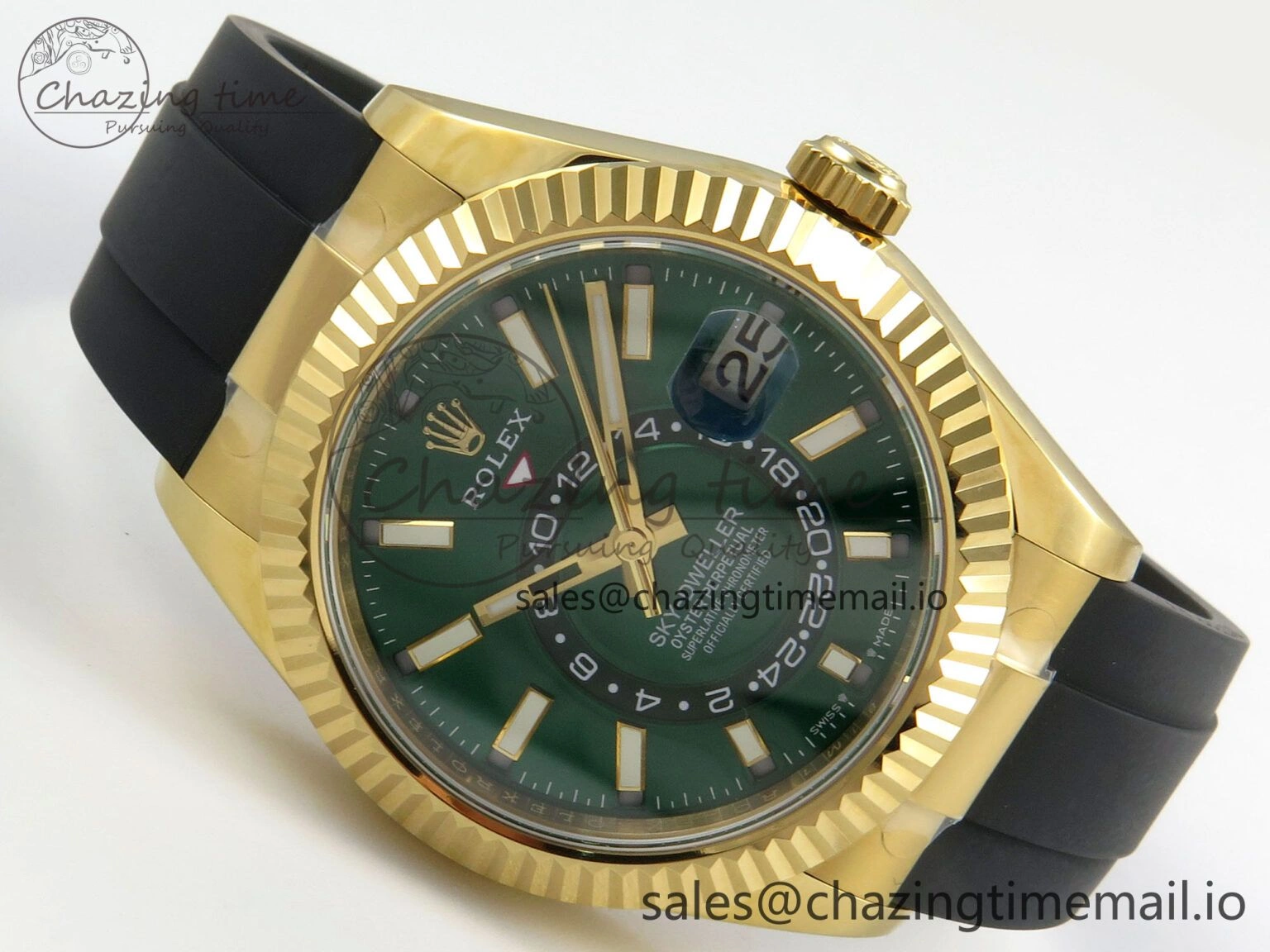 2025 Skydweller 336938 YG Noob 1:1 Best Edition Green Dial on Oysterflex Strap A9002 V2