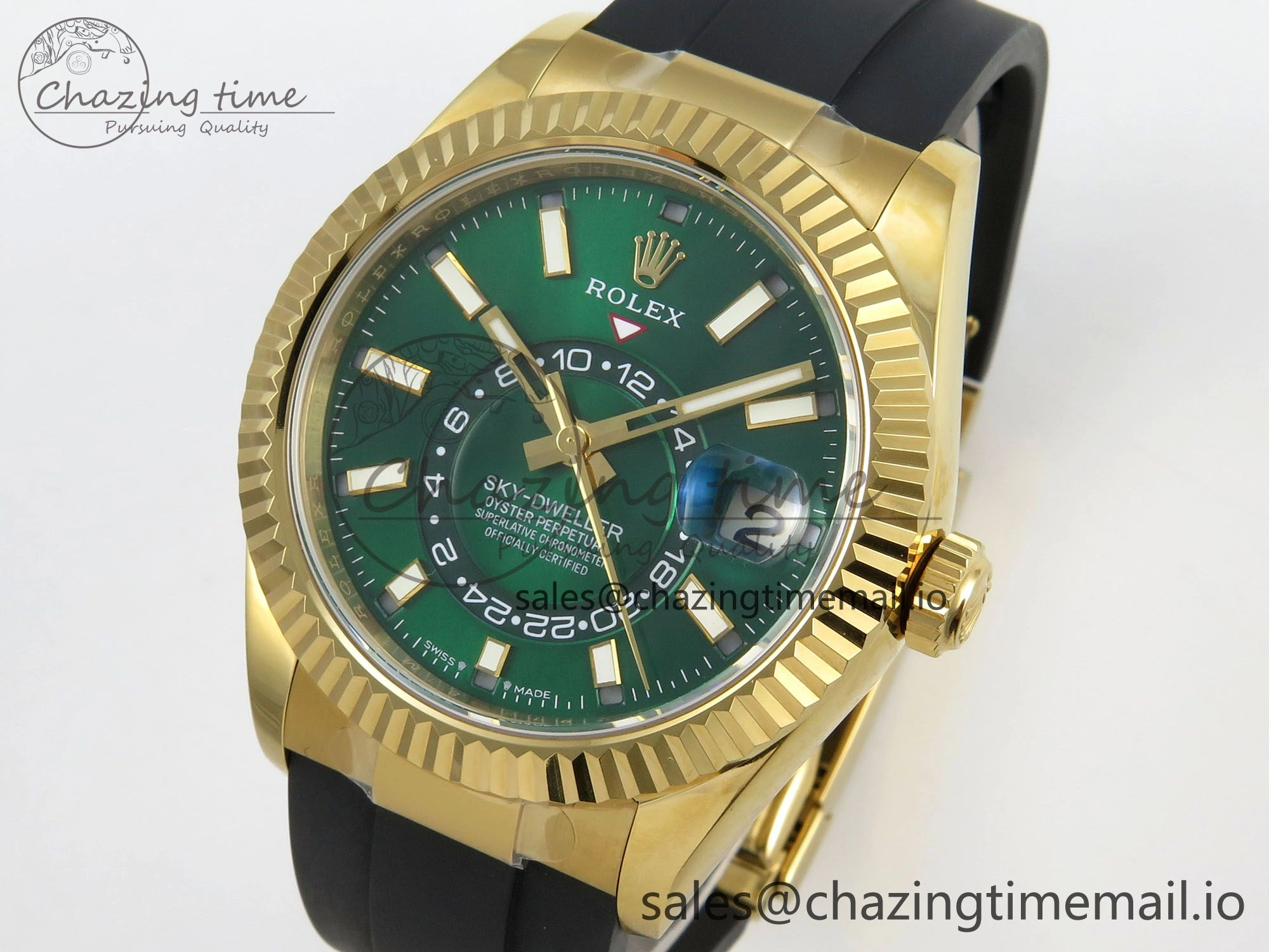 2025 Skydweller 336938 YG Noob 1:1 Best Edition Green Dial on Oysterflex Strap A9002 V2