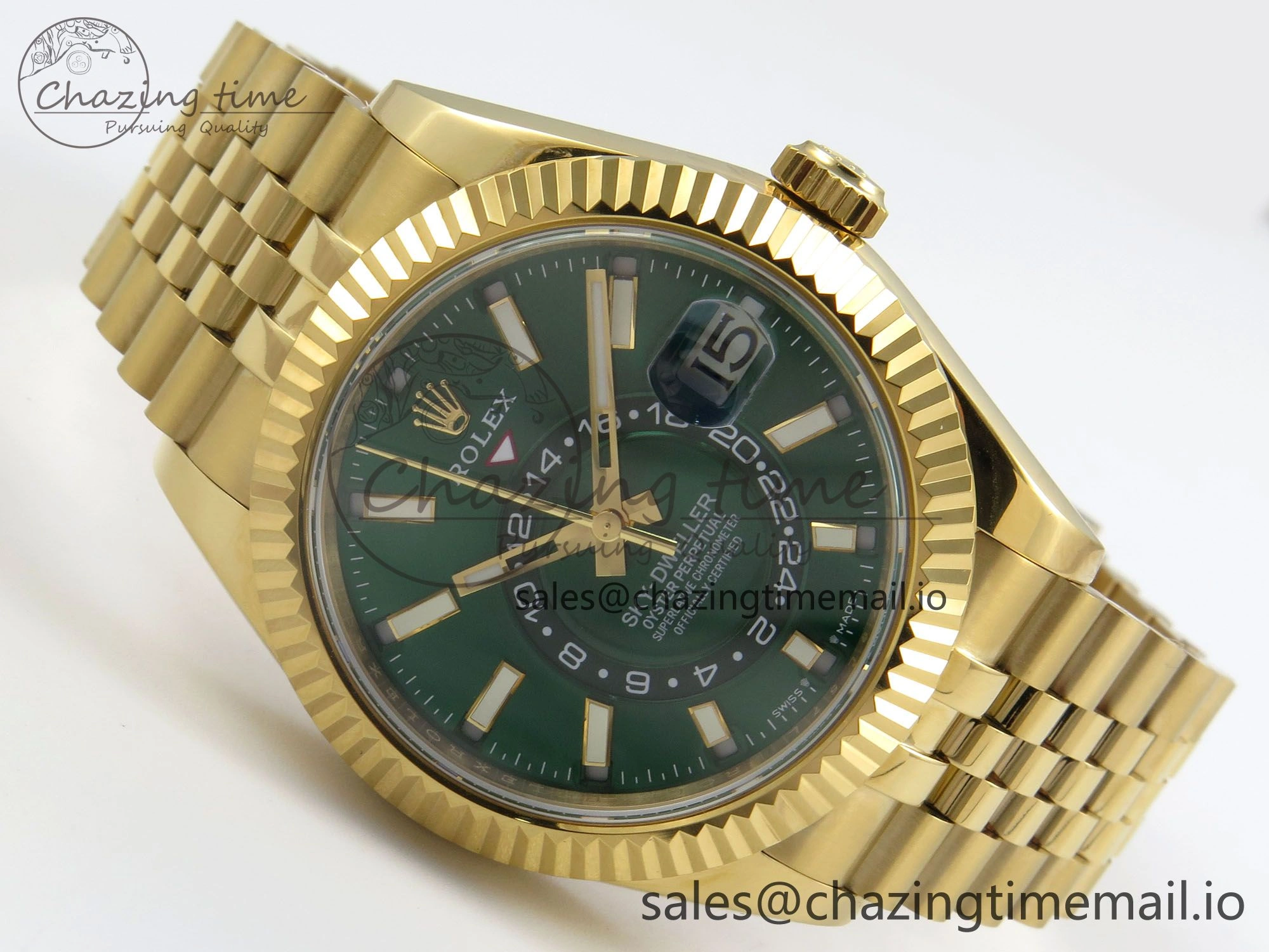 2025 Skydweller 336938 YG Noob 1:1 Best Edition Green Dial on YG Jubilee Bracelet A9002 V2