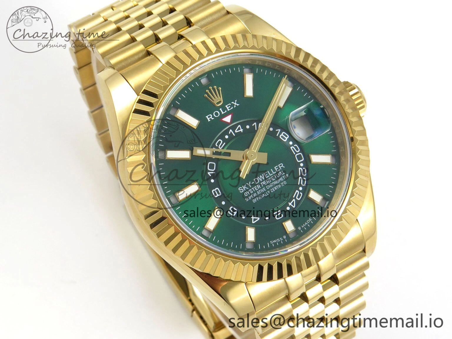 2025 Skydweller 336938 YG Noob 1:1 Best Edition Green Dial on YG Jubilee Bracelet A9002 V2