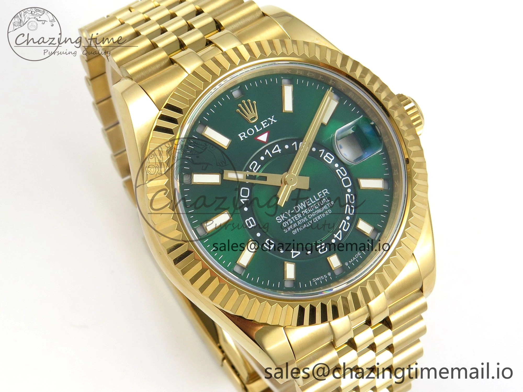 2025 Skydweller 336938 YG Noob 1:1 Best Edition Green Dial on YG Jubilee Bracelet A9002 V2