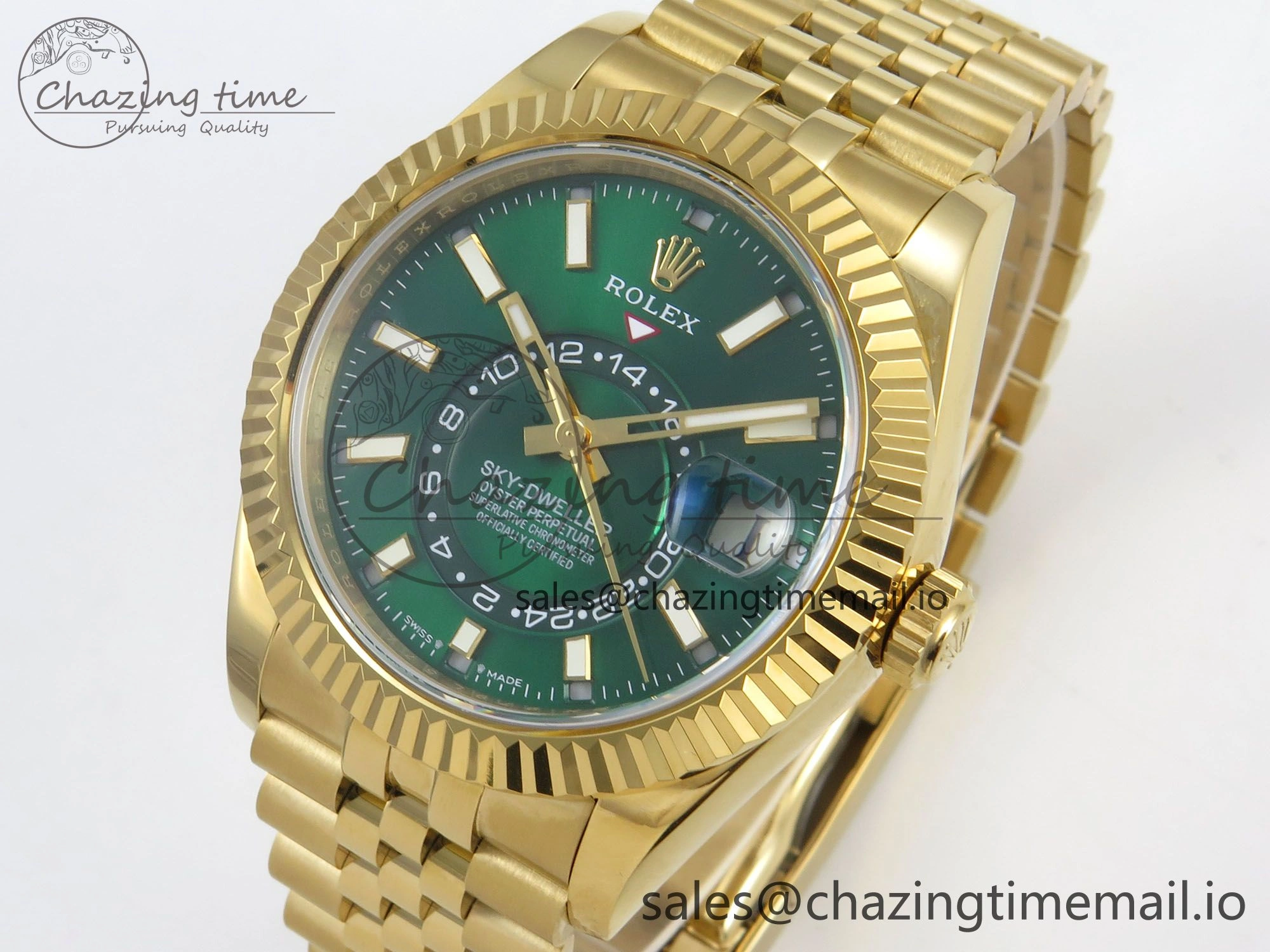 2025 Skydweller 336938 YG Noob 1:1 Best Edition Green Dial on YG Jubilee Bracelet A9002 V2