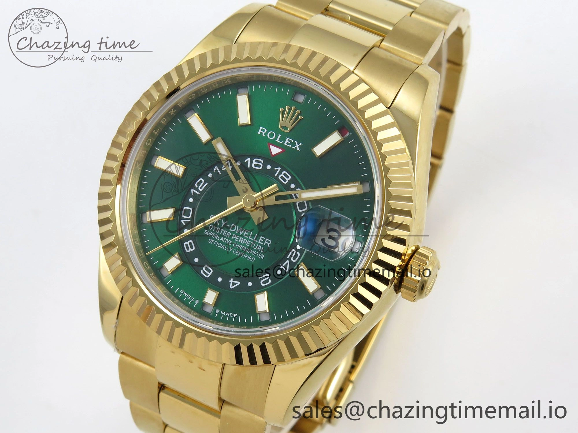 2025 Skydweller 336938 YG Noob 1:1 Best Edition Green Dial on YG Oyster Bracelet A9002 V2