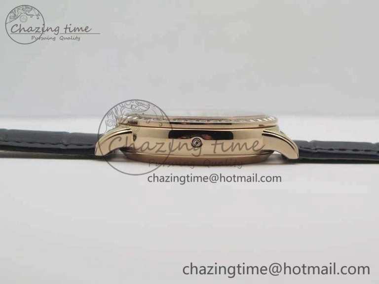 6102P Moon RG Black Dial Diamond Bezel On Leather Strap A240