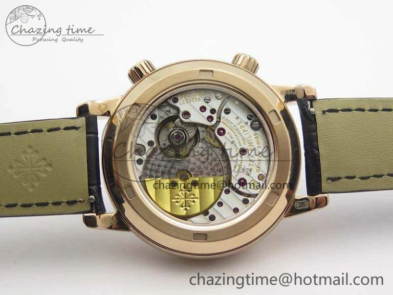 6102P Moon RG Black Dial Diamond Bezel On Leather Strap A240