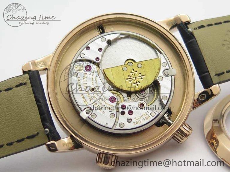 6102P Moon RG Black Dial Diamond Bezel On Leather Strap A240