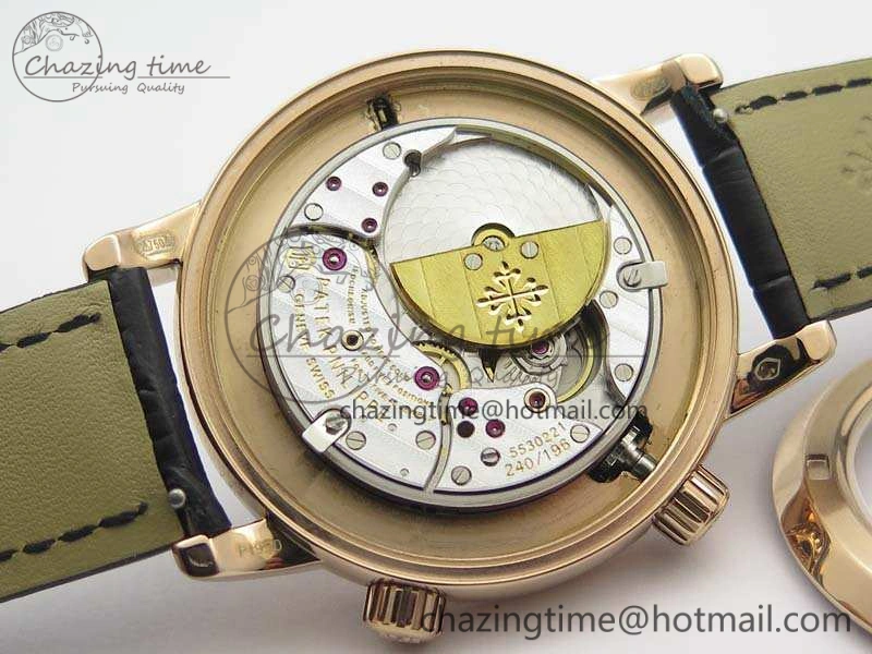 6102P Moon RG Black Dial Diamond Bezel On Leather Strap A240