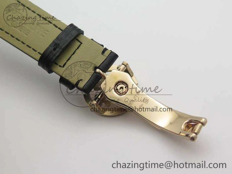 6102P Moon RG Black Dial Diamond Bezel On Leather Strap A240