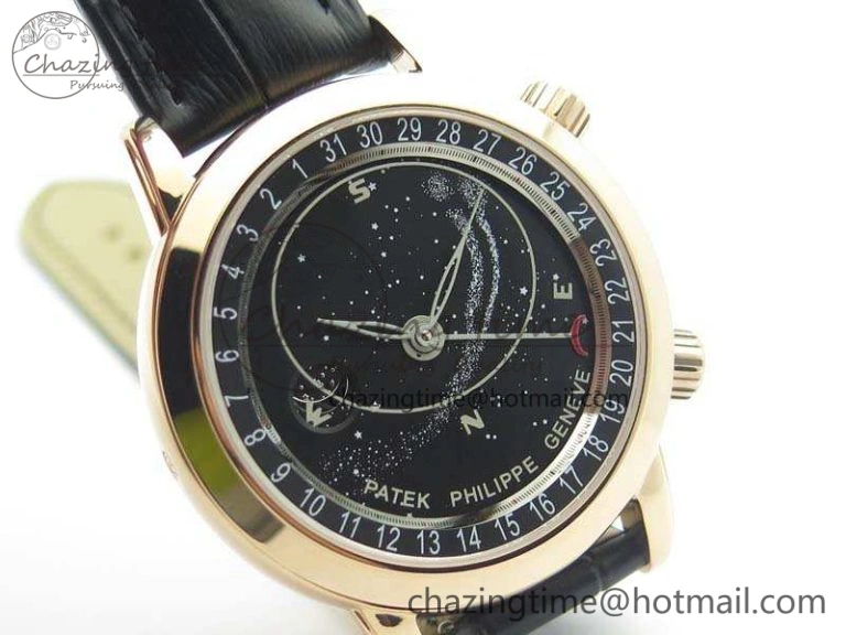 6102P Moon RG Black Dial On Leather Strap A240