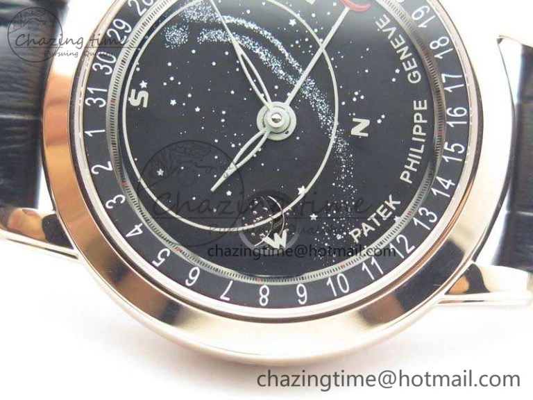 6102P Moon RG Black Dial On Leather Strap A240