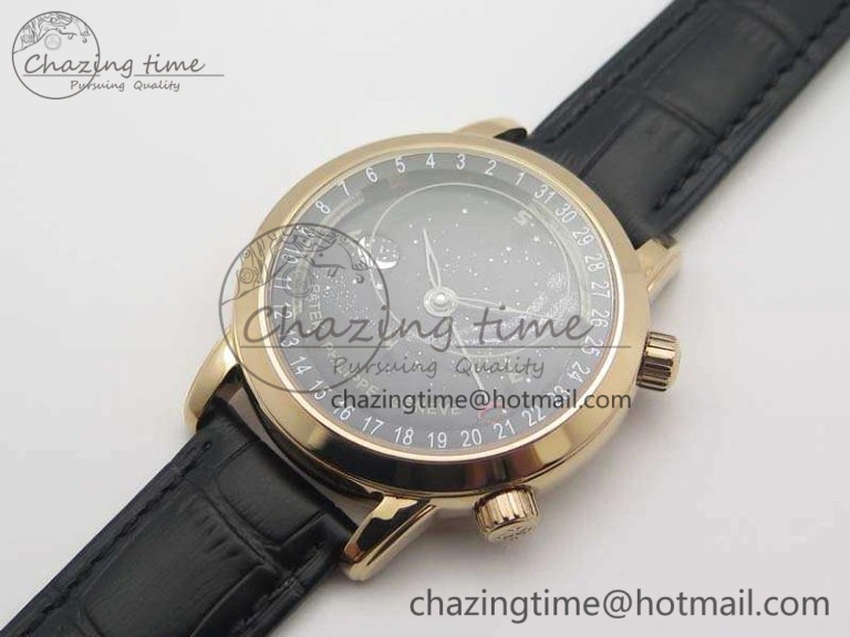 6102P Moon RG Black Dial On Leather Strap A240
