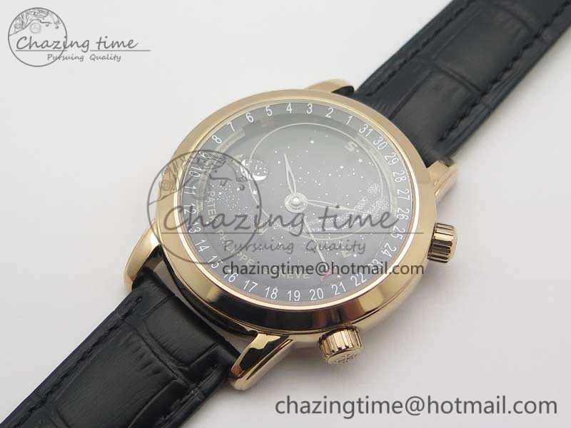 6102P Moon RG Black Dial On Leather Strap A240