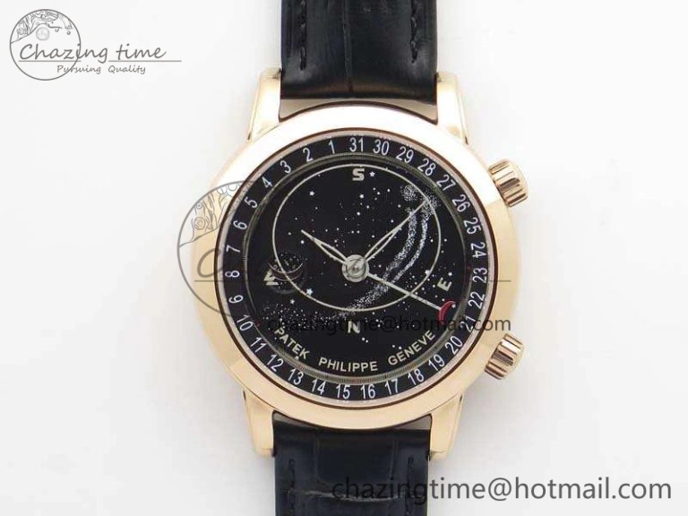 6102P Moon RG Black Dial On Leather Strap A240