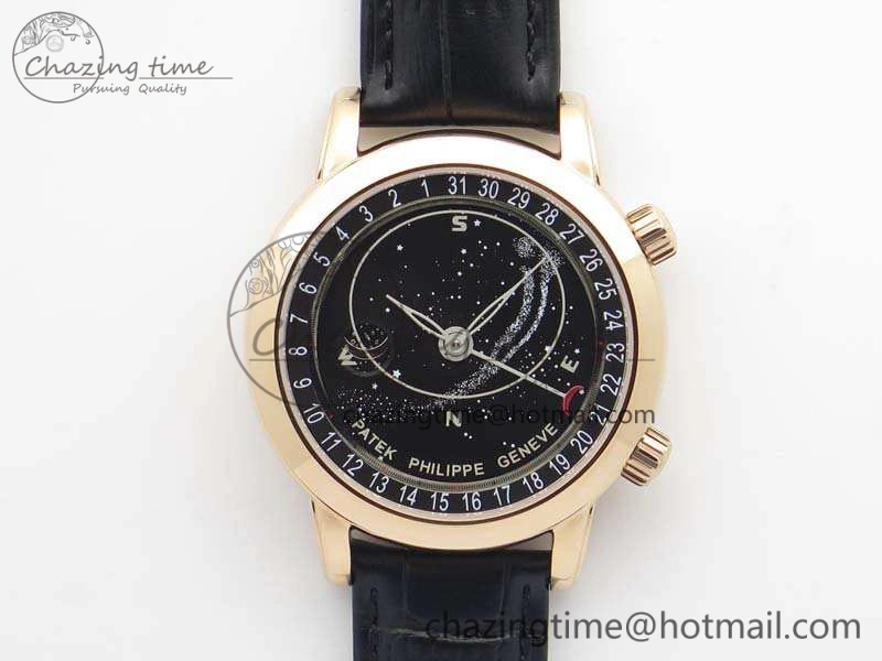6102P Moon RG Black Dial On Leather Strap A240