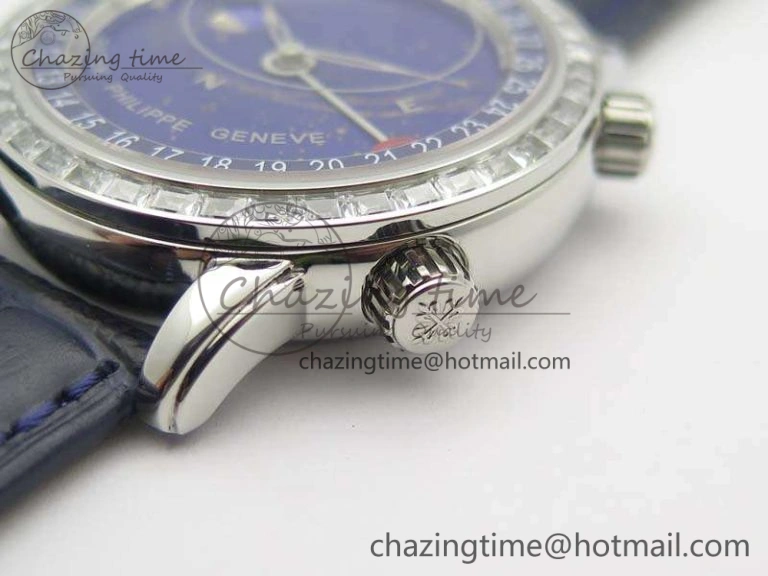 6102P Moon SS Blue Dial Diamond Bezel On Leather Strap A240