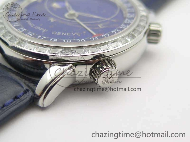 6102P Moon SS Blue Dial Diamond Bezel On Leather Strap A240
