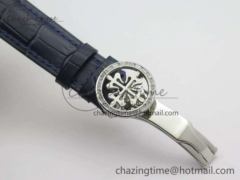 6102P Moon SS Blue Dial Diamond Bezel On Leather Strap A240