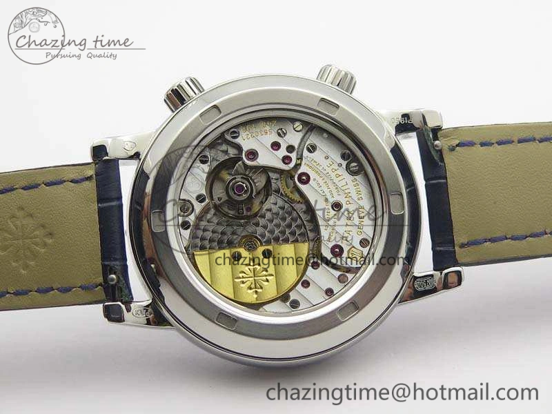 6102P Moon SS Blue Dial Diamond Bezel On Leather Strap A240
