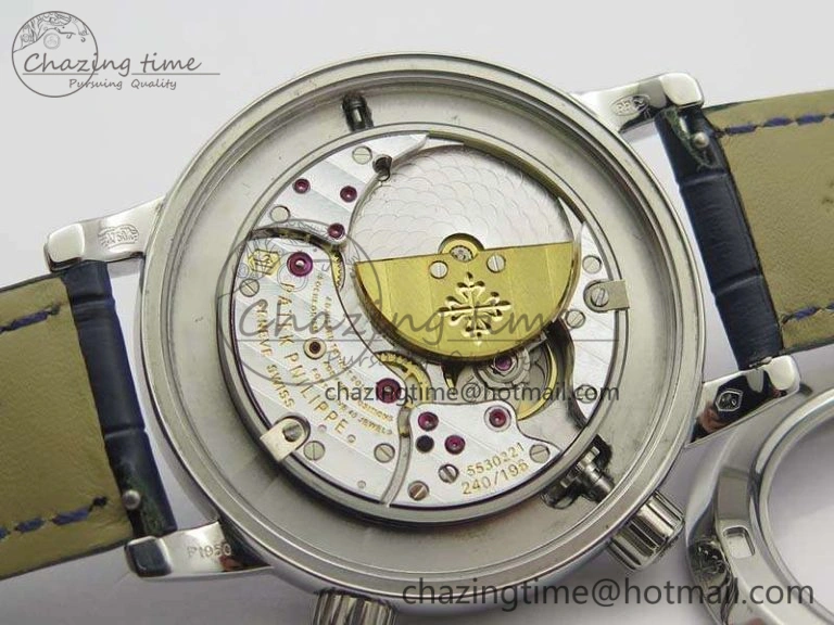 6102P Moon SS Blue Dial Diamond Bezel On Leather Strap A240