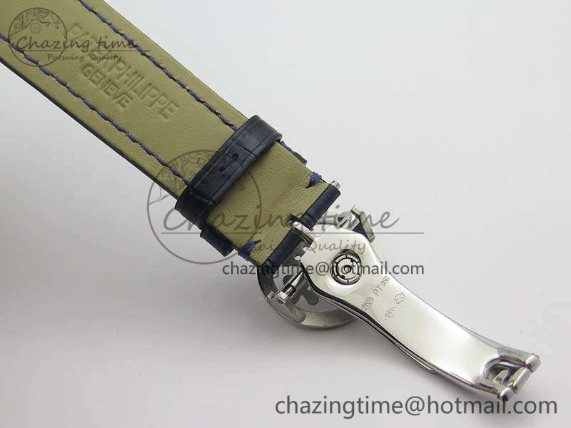 6102P Moon SS Blue Dial Diamond Bezel On Leather Strap A240