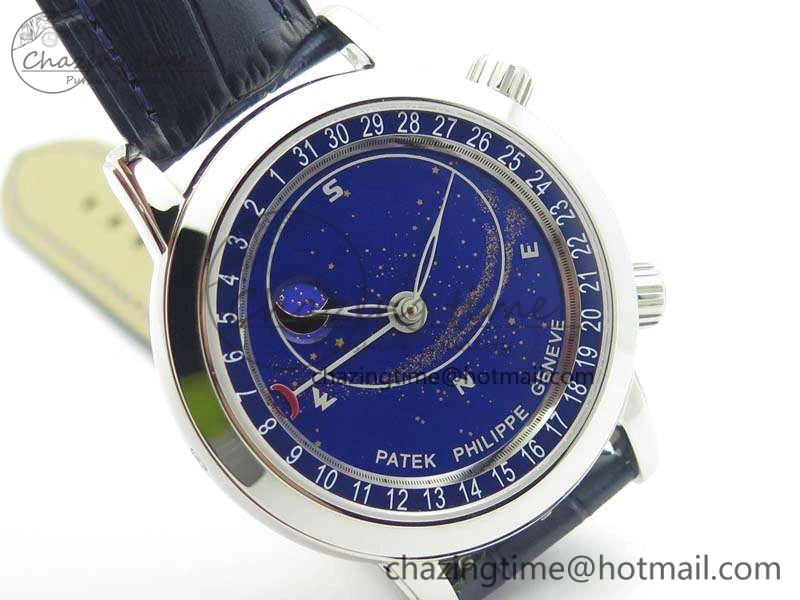 6102P Moon SS Blue Dial On Leather Strap A240