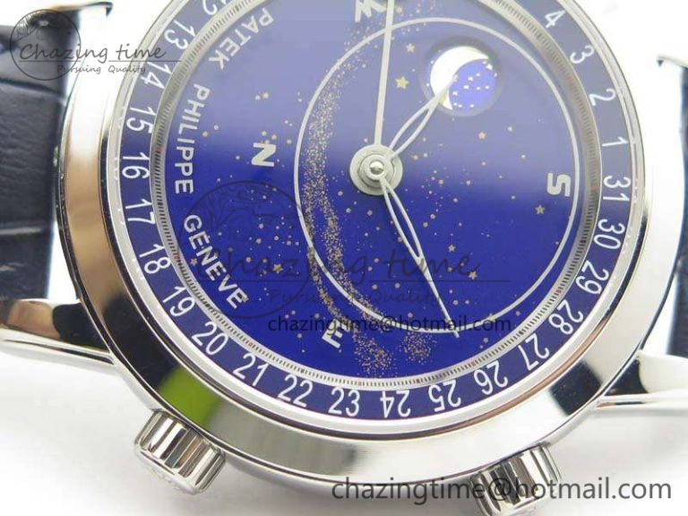 6102P Moon SS Blue Dial On Leather Strap A240