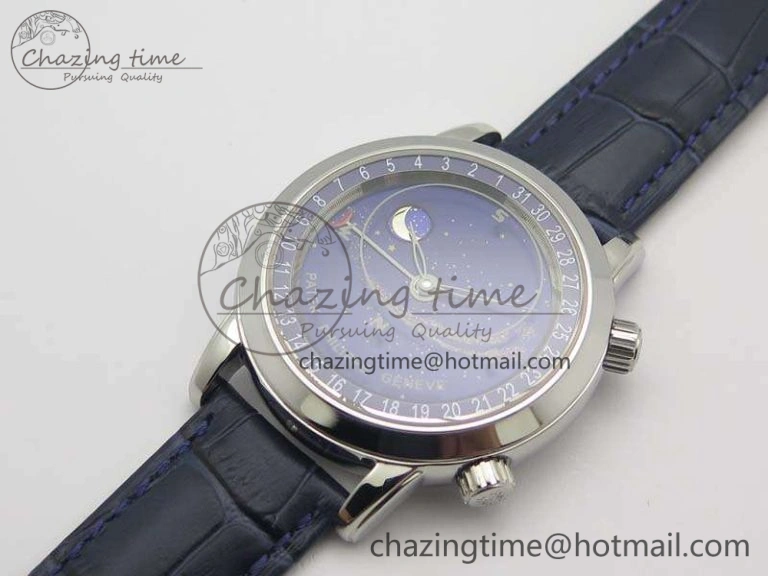 6102P Moon SS Blue Dial On Leather Strap A240
