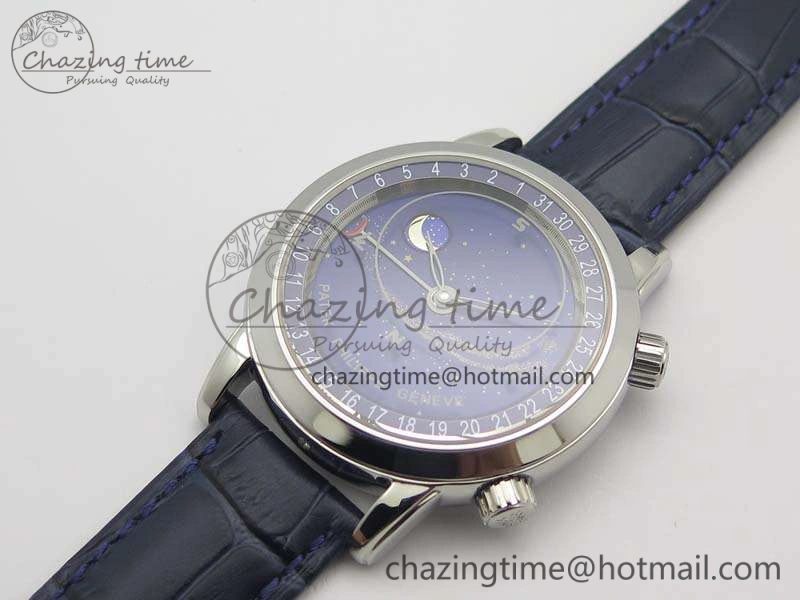 6102P Moon SS Blue Dial On Leather Strap A240
