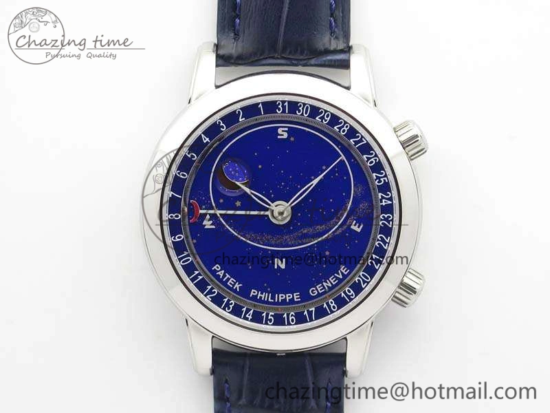 6102P Moon SS Blue Dial On Leather Strap A240