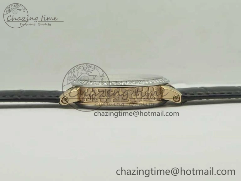 6104P Moon RG Diamond Bezel Black Dial on Black Leather Strap A240 V2