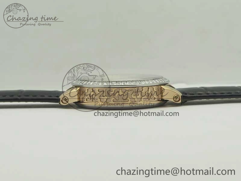 6104P Moon RG Diamond Bezel Black Dial on Black Leather Strap A240 V2