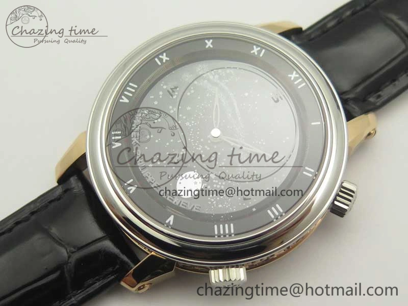 6104P Moon RG SS Black Dial on Black Leather Strap A240 V2