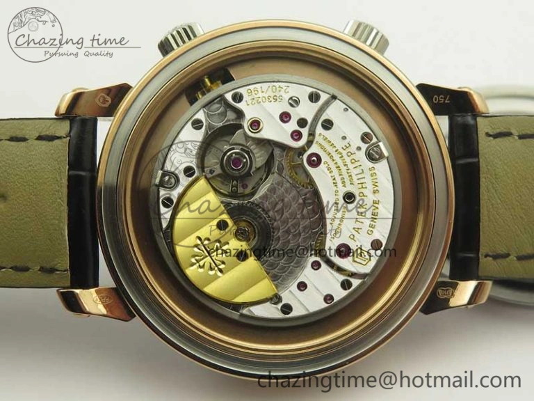 6104P Moon RG SS Black Dial on Black Leather Strap A240 V2