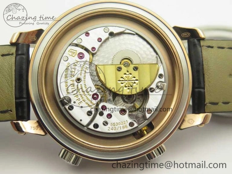 6104P Moon RG SS Black Dial on Black Leather Strap A240 V2