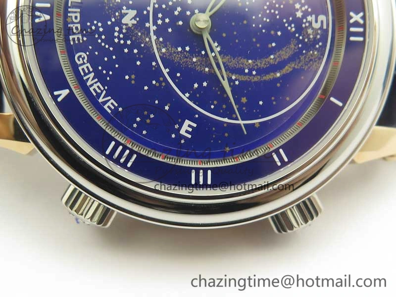 6104P Moon RG SS Blue Dial on Blue Leather Strap A240 V2