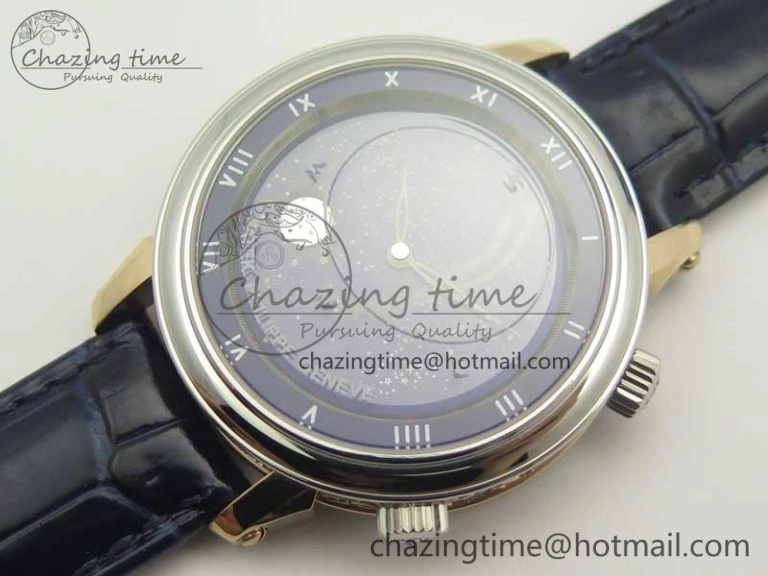 6104P Moon RG SS Blue Dial on Blue Leather Strap A240 V2