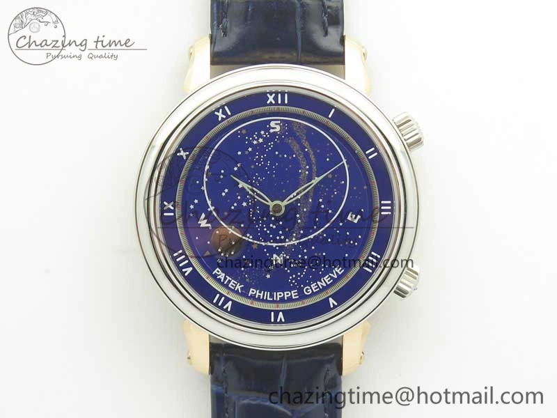 6104P Moon RG SS Blue Dial on Blue Leather Strap A240 V2