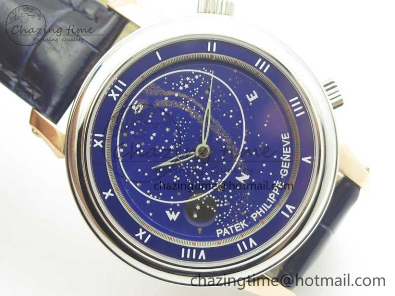 6104P Moon RG SS Blue Dial on Blue Leather Strap A240 V2