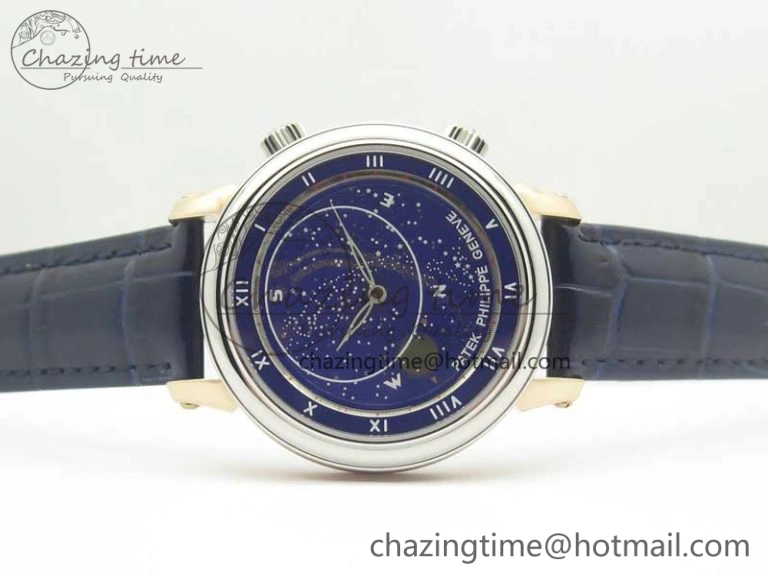 6104P Moon RG SS Blue Dial on Blue Leather Strap A240 V2