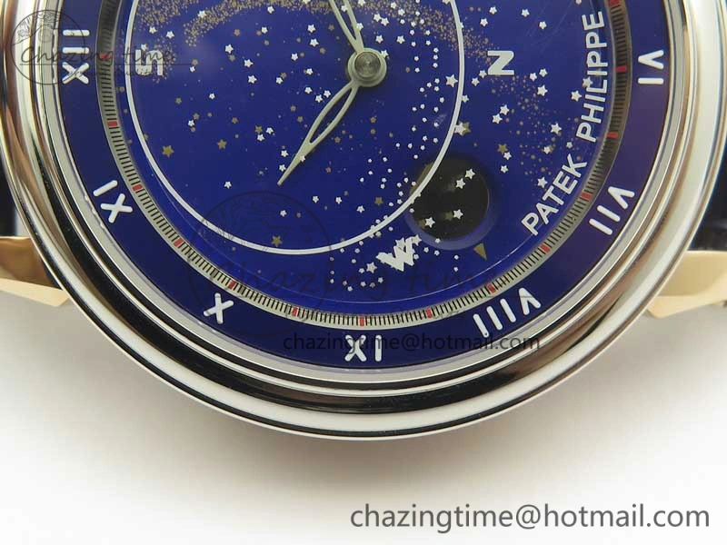 6104P Moon RG SS Blue Dial on Blue Leather Strap A240 V2