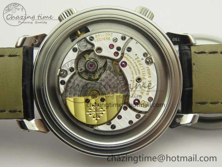 6104P Moon SS Black Dial on Black Leather Strap A240 V2