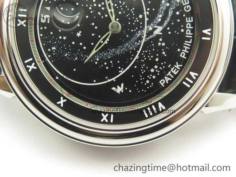 6104P Moon SS Black Dial on Black Leather Strap A240 V2