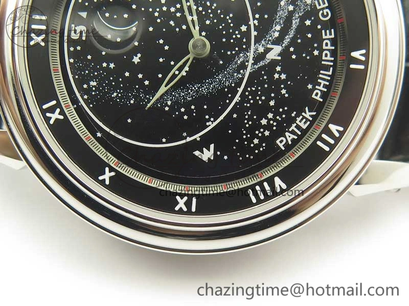 6104P Moon SS Black Dial on Black Leather Strap A240 V2