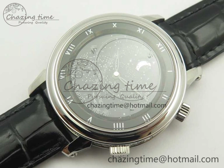 6104P Moon SS Black Dial on Black Leather Strap A240 V2