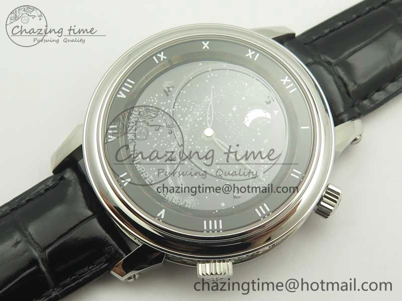 6104P Moon SS Black Dial on Black Leather Strap A240 V2